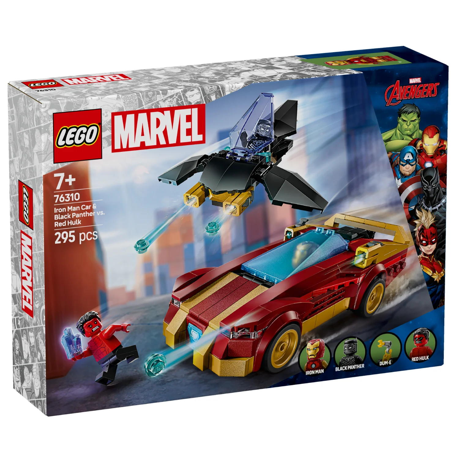 LEGO® Marvel Iron Man Car & Black Panther vs. Red Hulk